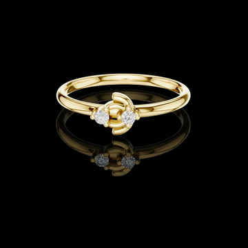 0.03 TCW Minimalist Crescent Embrace Lab Grown Ring with Dual Round Diamond Accents