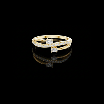 0.22 TCW Premium Crisscross Bypass Ring with Dual Oval Moissanite Diamonds and Pave Accent