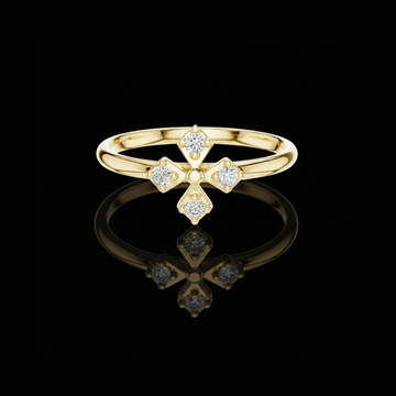 0.06 TCW Lab Grown Diamond Petal Cross Dainty Floral Cluster Ring for Women Minimalist Fine Jewelry Gift