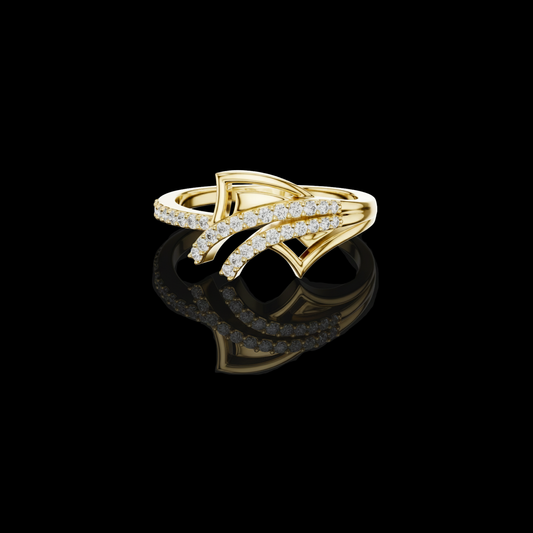 0.23 TCW Geometric Moissanite Diamond Crossover Ring in Bold Fusion of Structure and Sparkle