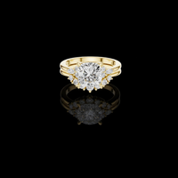 Double Band Cushion Cut Cluster Diamond Lab Grown Ring