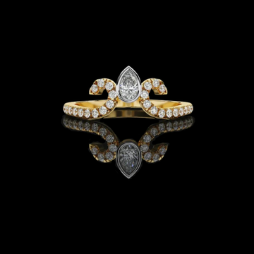 0.12 CT Affordable Vintage Pear Cut Lab Grown Diamond Crown Ring By Ivevar For Soft Truth
