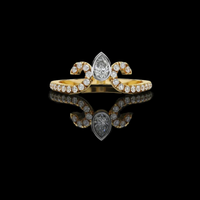 Pear Cut Bezel Lab Grown Diamond Open Swirl Pave Fashion Ring