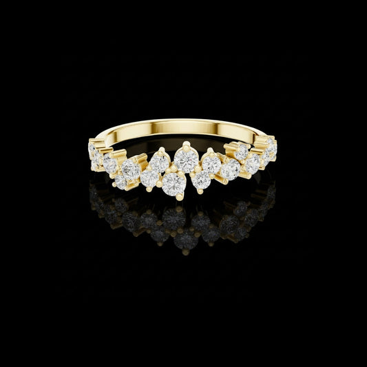 Round & Marquise Cut Lab Grown Diamond Crown Wedding Band Ring