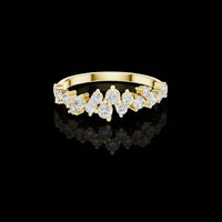 Round & Marquise Cut Moissanite Diamond Crown Wedding Band Ring