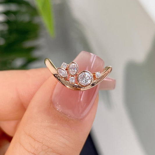 Curved Lab Grown Diamond Wishbone Wedding Band
