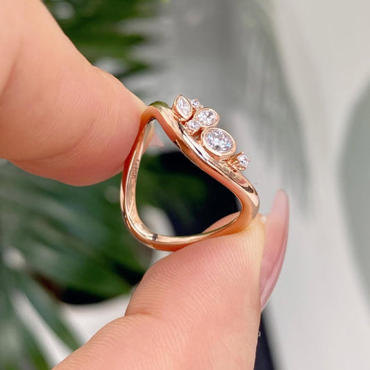 Curved Lab Grown Diamond Wishbone Wedding Band