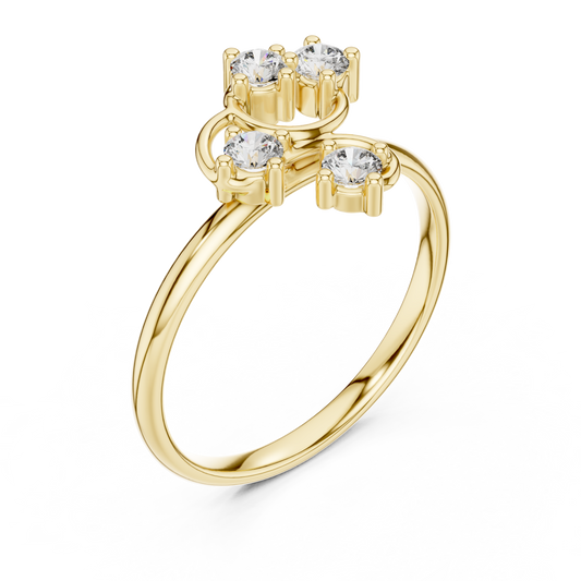 Round Moissanite Diamond Open Swirl Four Stone Ring
