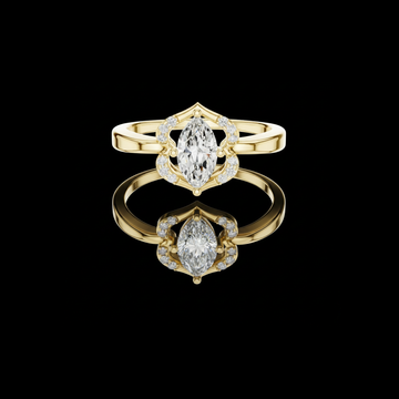 0.82 CT Stunning Marquise Moissanite Diamond Ring with Elegant Curved Crown Halo and Polished Band