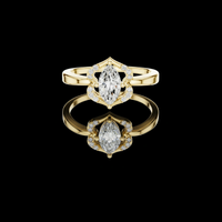 0.82 CT Stunning Marquise Lab Grown Diamond Ring with Elegant Curved Crown Halo and Polished Band