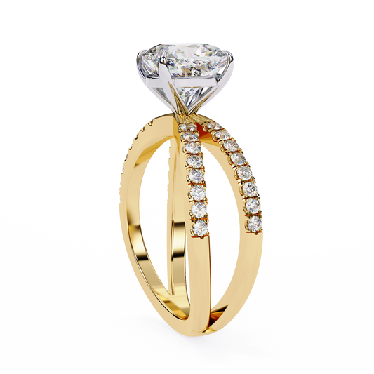 2.65 CT Round Brilliant lab Grown Diamond Split Shank Ring Double Band Pave Engagement Ring by Ivevar Luxury