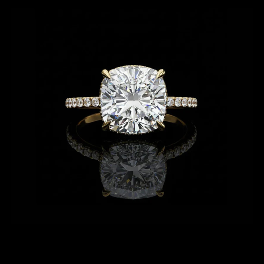 3.28 CT Ultimate Cushion Cut Moissanite Diamond Engagement Ring in Gold Band For Party