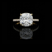 Cushion Cut Lab Grown Diamond Engagement Ring With Pave band