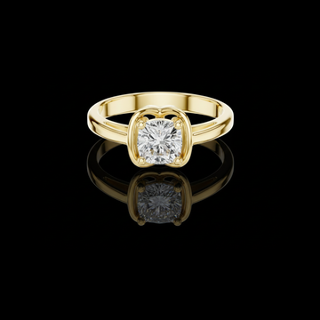 0.77 TCW Timeless Cushion Cut Moissanite Diamond Solitaire Ring with unique Bezel Setting