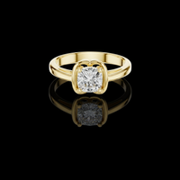 Cushion Cut Bezel Set Lab Grown Diamond Solitaire Engagement Ring