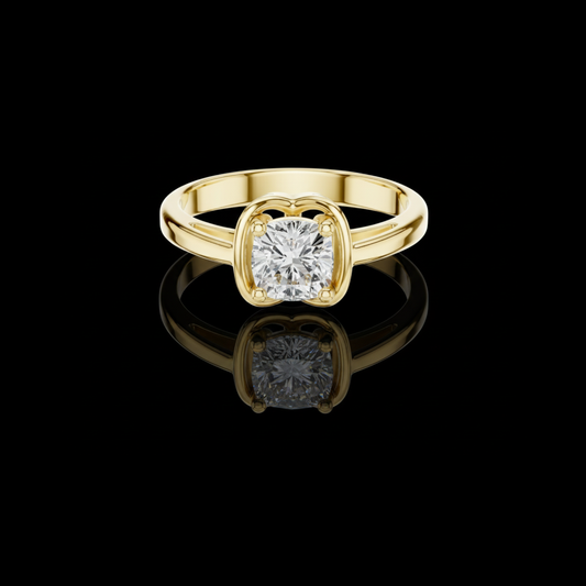 Cushion Cut Bezel Set Lab Diamond Solitaire Engagement Ring