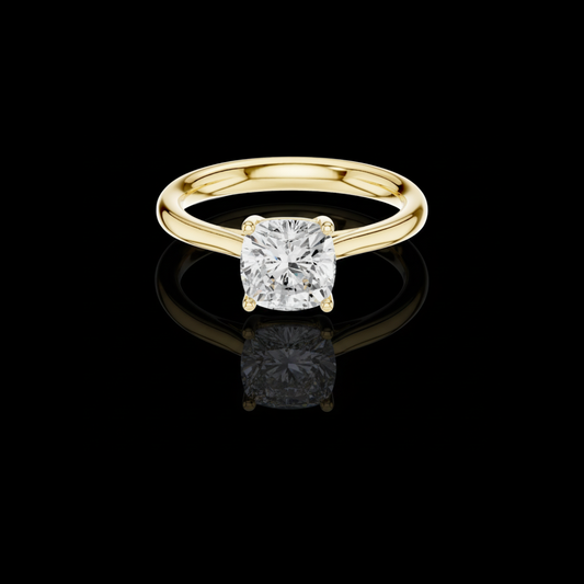 1.12 TCW Majestic Cushion Cut Lab Grown Diamond Solitaire Ring with Classic Four Prong Setting