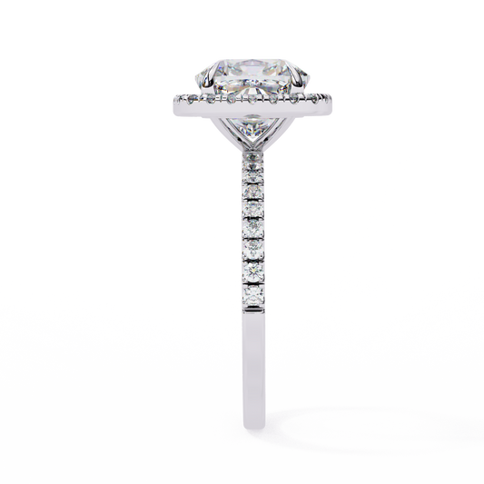 Cushion Cut Hidden Halo Moissanite Diamond Ring