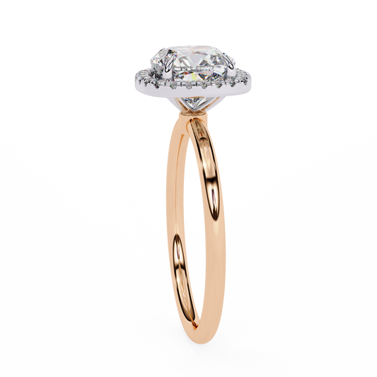 Cushion Cut Halo Lab Diamond With Cathedral Setting Ring