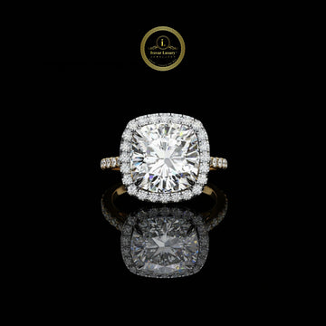 2.50 CT Celestial Glow Cushion Cut Lab Grown Diamond Ring with Halo and Micro Pave For Quiet Days