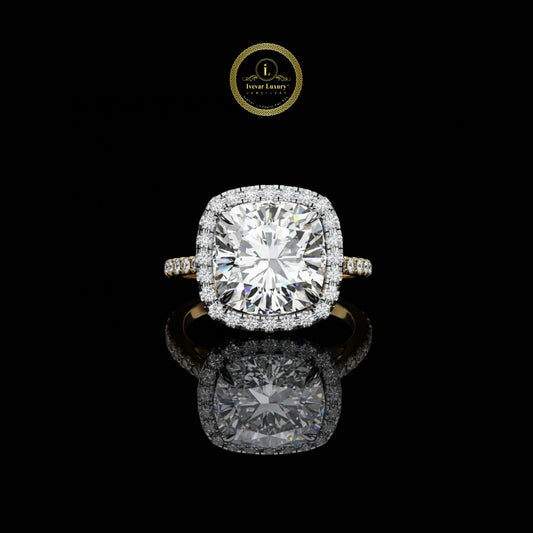2.50 CT Celestial Glow Cushion Cut Lab Grown Diamond Ring with Halo and Micro Pave For Quiet Days