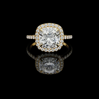 Cushion Cut Diamond Hidden Halo Lab Grown Diamond Ring