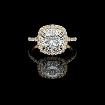 Cushion Cut Diamond Hidden Halo Lab Grown Diamond Ring