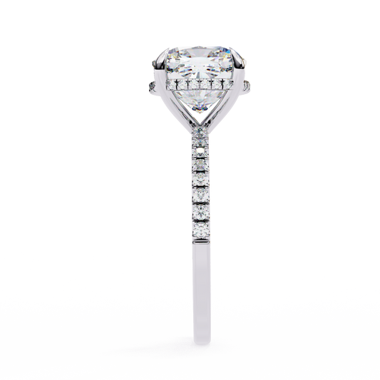 Cushion Cut Lab Diamond Engagement Ring With Pave band