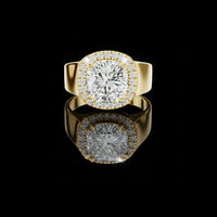 Cushion Cut Double Halo Moissanite Statement Ring