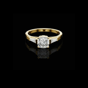Lab Grown Cushion Cut Three Stone Engagement Ring For Her