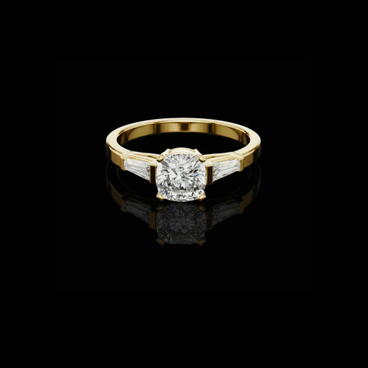 Cushion Cut Lab Diamond Three Stone Engagement Ring For Her