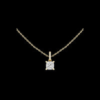 Cushion Cut Solitaire Pendant with Center Moissanite and Encrusted Bale