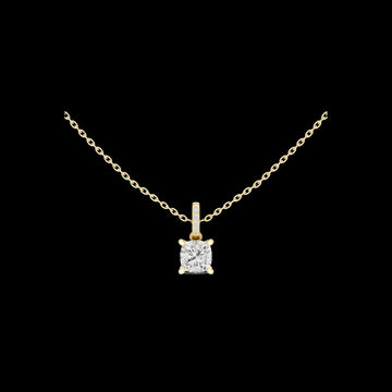 Cushion Cut Solitaire Pendant with Center Moissanite and Encrusted Bale