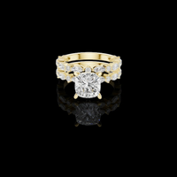 Cushion Cut Moissanite Diamond Bridal Set with Marquise Side Stones