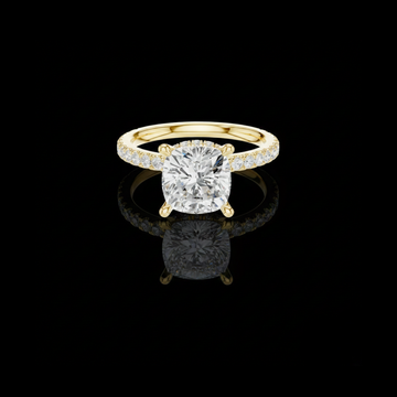 3.00 CT Dazzling Cushion Moissanite Diamond Ring with Hidden Halo Pave Band Engagement Ring For Her