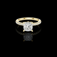 1.50 CT Delicate Cushion Cut Lab Grown Diamond With Sparkling Pave Band Engagement Ring For Her