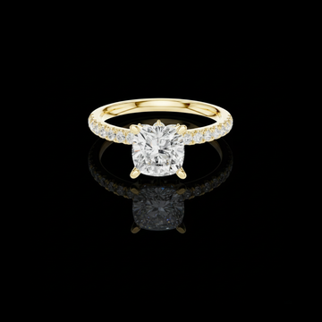 1.50 CT Delicate Cushion Cut Lab Grown Diamond With Sparkling Pave Band Engagement Ring For Her