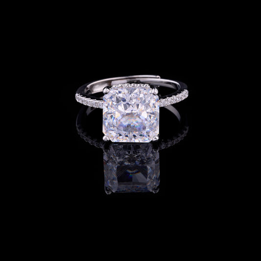 1.25 CT Brilliant Moissanite Cushion Cut Diamond Engagement Ring with Pave Band