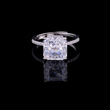 Cushion Cut Lab Grown Diamond Solitaire Rings  Pave Band