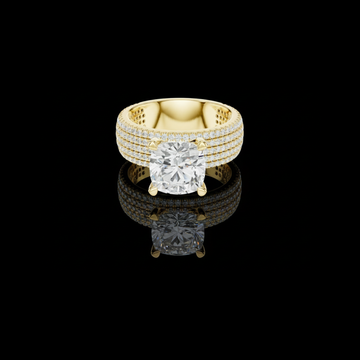2.60 CT Royality Round Brilliant Solitaire Lab Grown Diamond Ring with Wide Multi Row Pave Band