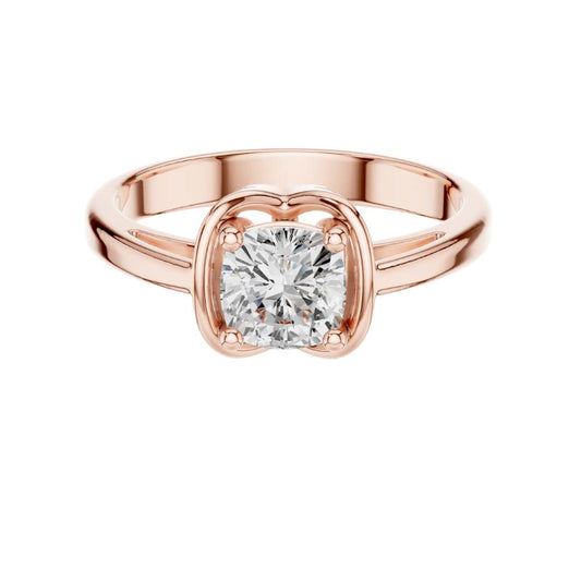 Cushion Cut Bezel Set Lab Diamond Solitaire Engagement Ring