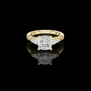2.00 CT Supreme Cushion Cut Three Stone Moissanite Diamond Ring with Classic Bridal Brilliance Party