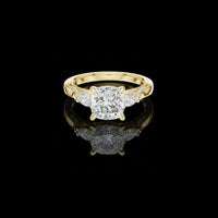 Cushion Cut Three Stone Moissanite Wedding Bridal Ring
