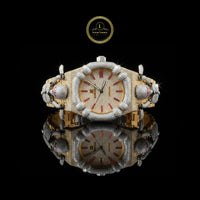 Full Iced Out Custom Skeleton Body Two-Tone Diamond Watch with Ruby Markers Watch