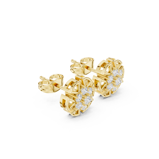 Perfect Moissanite Diamond Floral Stud Earrings With Sparkling Round Cut Stones For Special Occasions