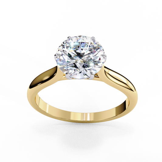 Solitaire Round Cut Moissanite Diamond Engagement Ring With Six Prong