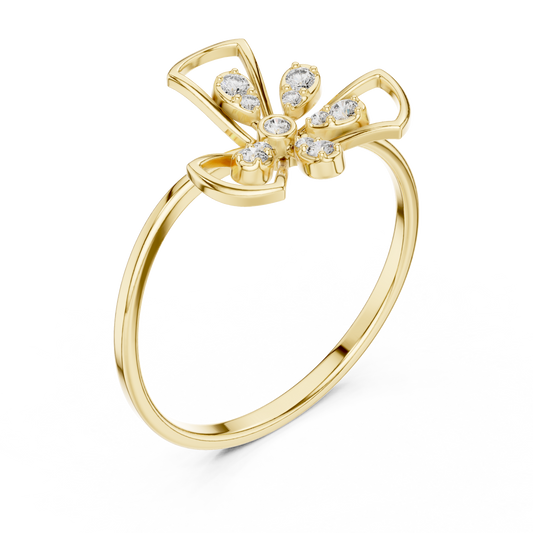 Floral Petal Round Cut Moissanite Diamond Ring