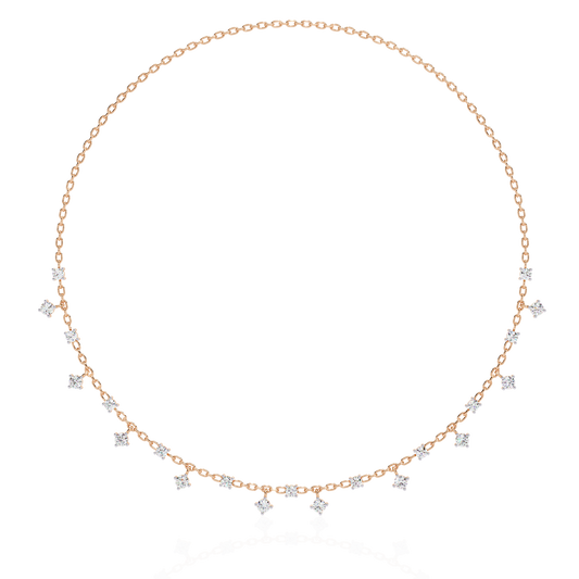 Princess Shape Round Moissanite Diamond Choker Necklace