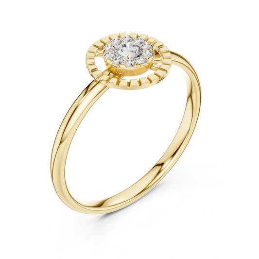 Round Moissanite Diamond Halo Cluster Split Ring
