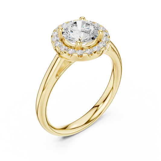 Round Brilliant Halo Moissanite Diamond Ring